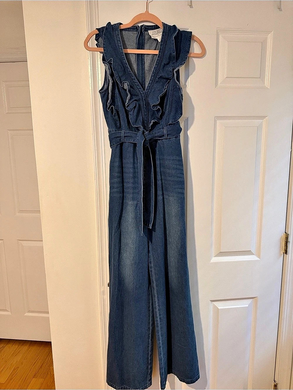 Mare Mare Denim Ruffle Jumpsuit Women's